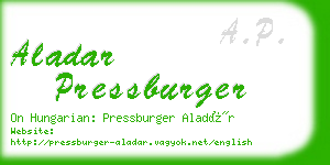 aladar pressburger business card